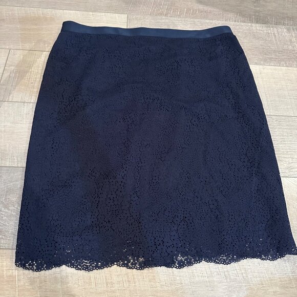 ANN TAYLOR WOMENS LACE OVERLAY SKIRT NEW SIZE 16 NAVY BLUE - Picture 1 of 10
